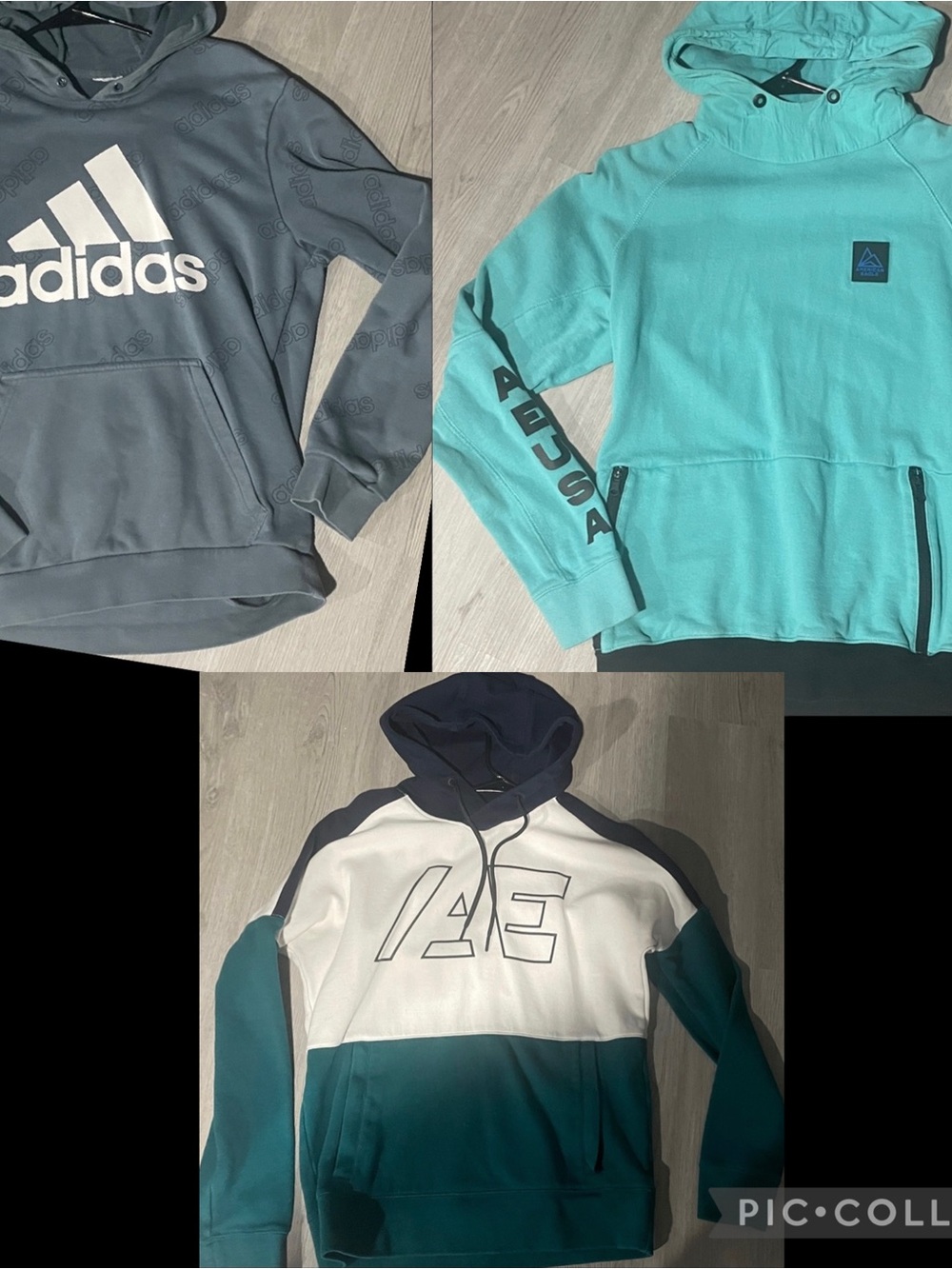 American Eagle Outfitters Teal & Navy & Gray Colorblock Hoodies